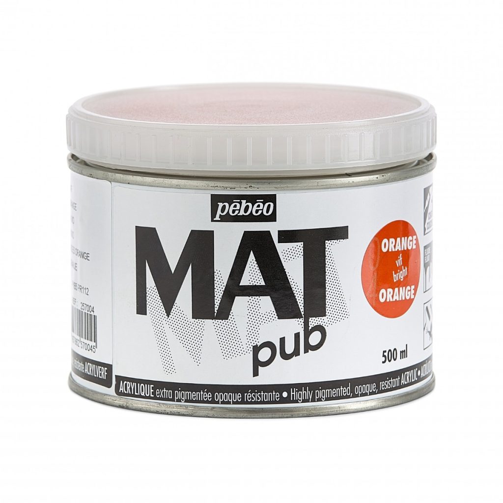 Pébéo Peinture Acrylique ACRYLIQUE MAT PUB 500 ML ORANGE VIF Vue de face