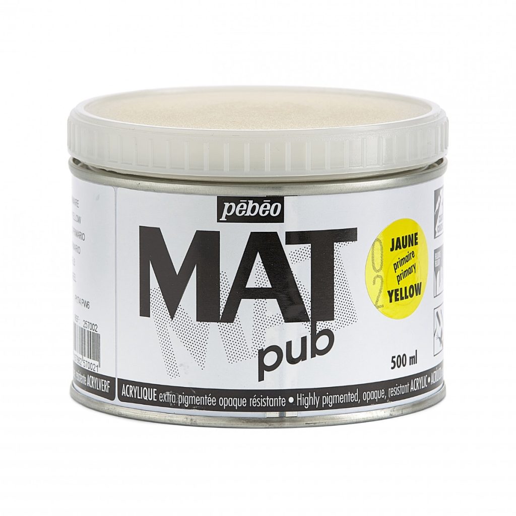 Pébéo Peinture Acrylique ACRYLIQUE MAT PUB 500 ML JAUNE PRIMAIRE Vue de face