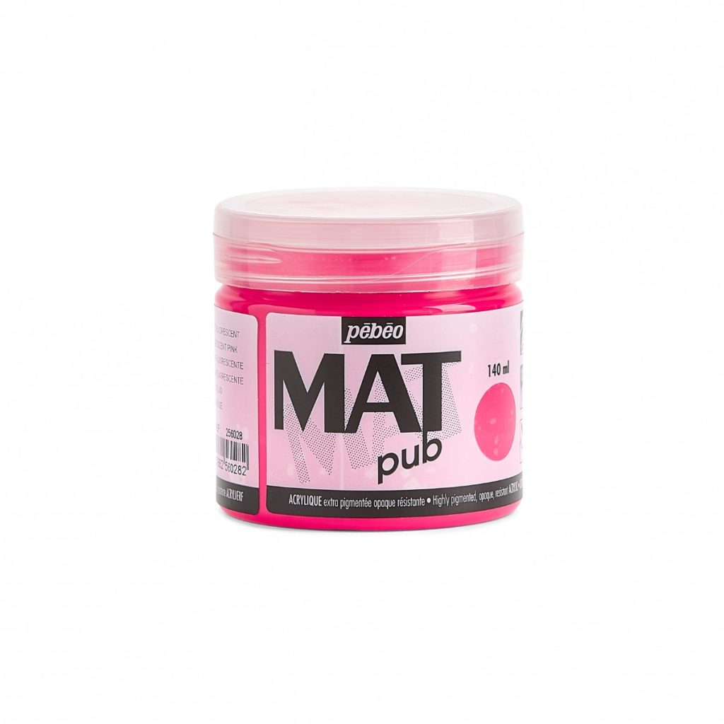 Pébéo Peinture Acrylique ACRYLIQUE MAT PUB 140 ML ROSE FLUORESCENT Vue de face