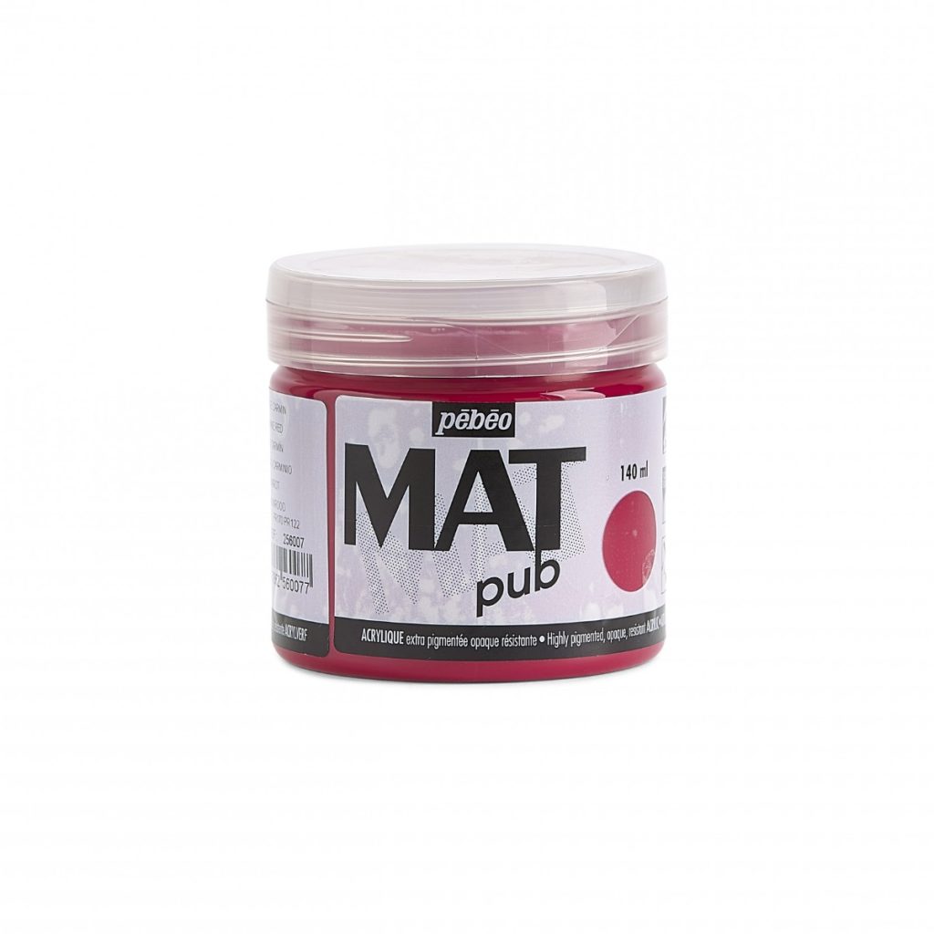 Pébéo Peinture Acrylique ACRYLIQUE MAT PUB 140 ML ROUGE CARMIN Vue de face