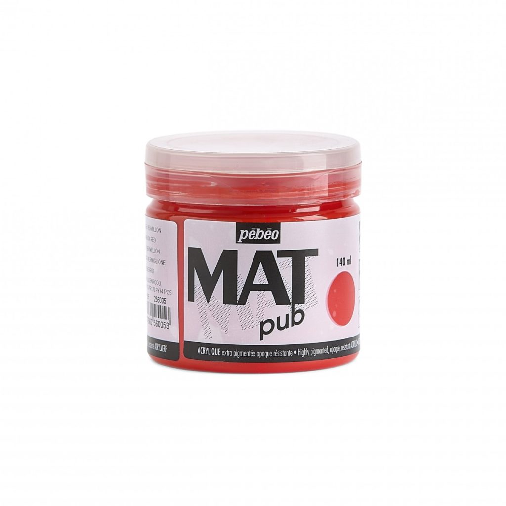 Pébéo Peinture Acrylique ACRYLIQUE MAT PUB 140 ML ROUGE VERMILLON Vue de face