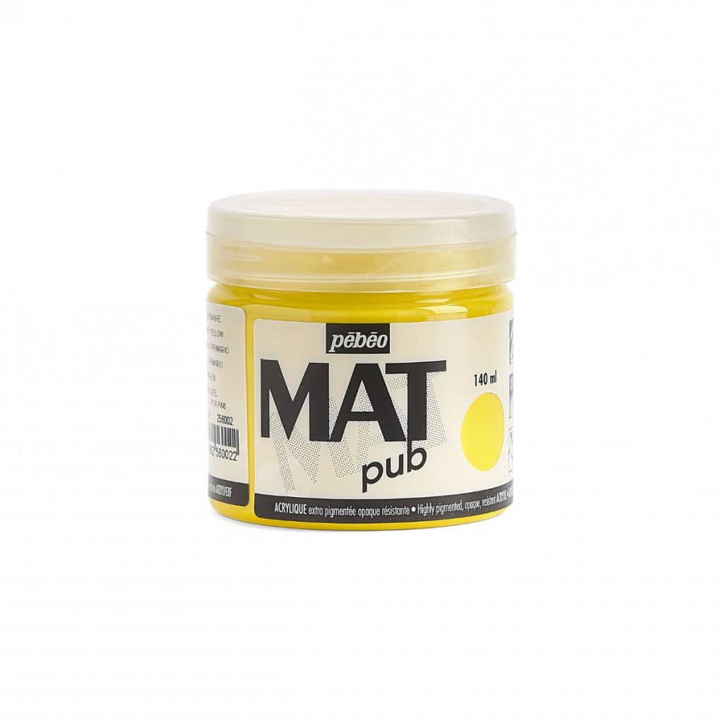 Pébéo Peinture Acrylique ACRYLIQUE MAT PUB 140 ML JAUNE PRIMAIRE Vue de face