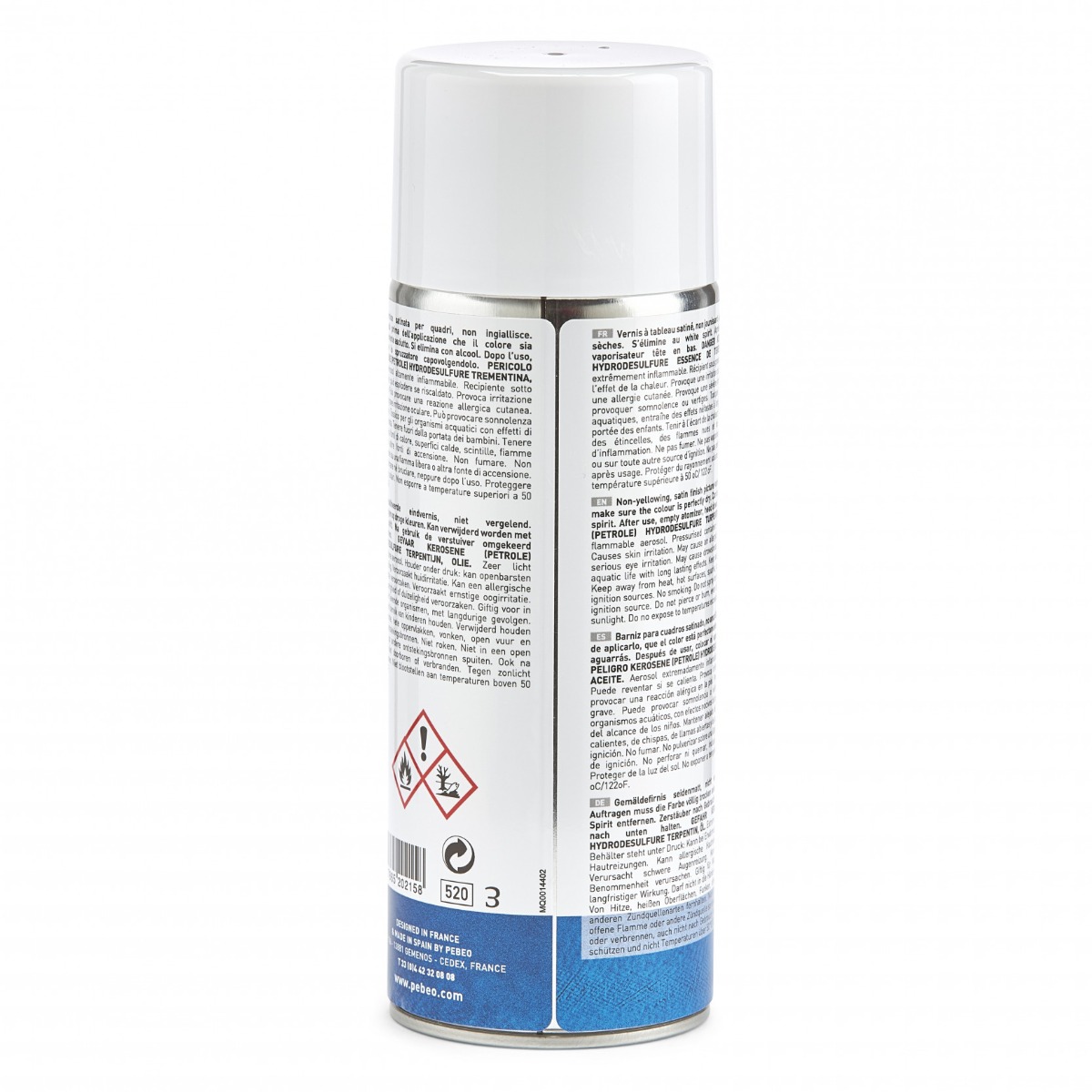 Pébéo ARTIST ACRYLICS 400 ML VERNIS ACRYLIQUE SATINÉ PHASE SOLVANT EN SPRAY Vue de dos