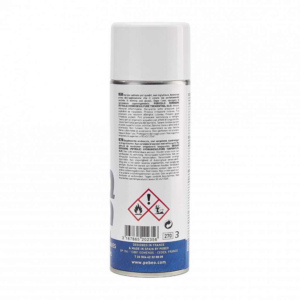 Pébéo ARTIST ACRYLICS 200 ML VERNIS ACRYLIQUE SATINÉ PHASE SOLVANT EN SPRAY Vue de dos