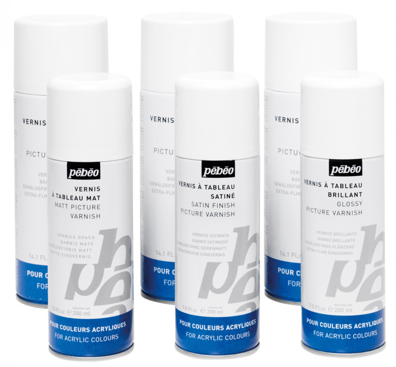 Pébéo ARTIST ACRYLICS 400 ML VERNIS MAT PHASE SOLVANT EN SPRAY Photo de la gamme