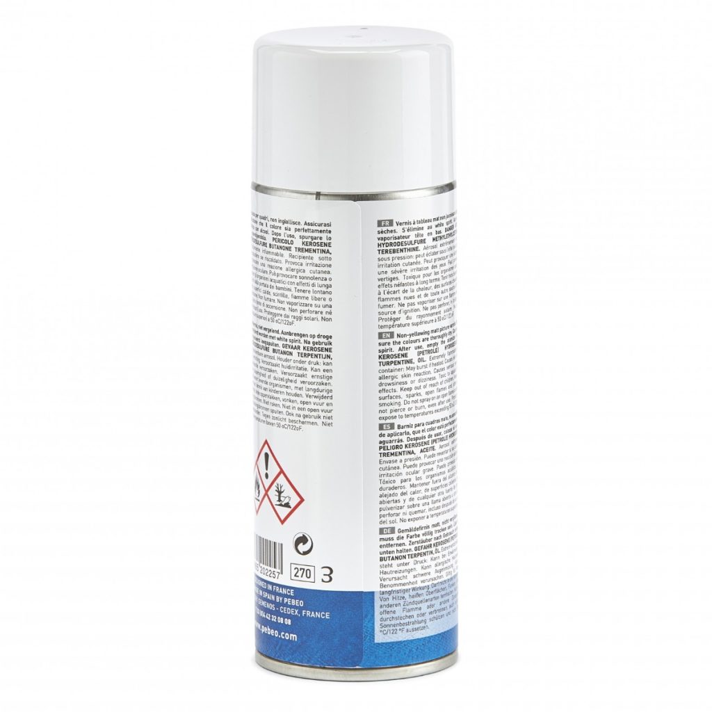 Pébéo ARTIST ACRYLICS 200 ML VERNIS MAT PHASE SOLVANT EN SPRAY Vue de dos