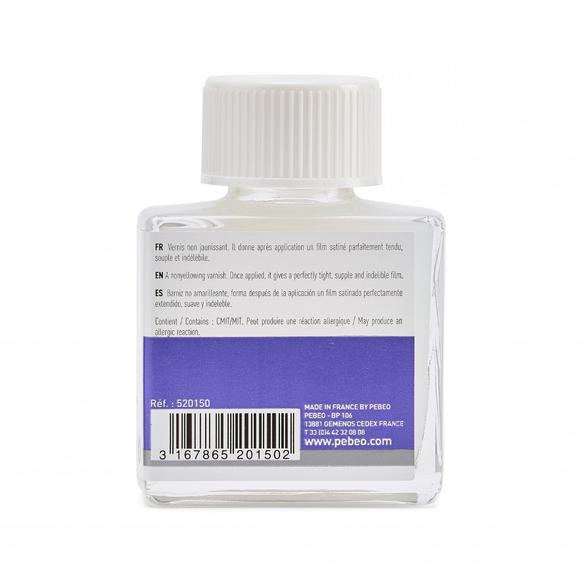 Pébéo ARTIST ACRYLICS 75 ML VERNIS SATINE PHASE AQUEUSE Vue de dos