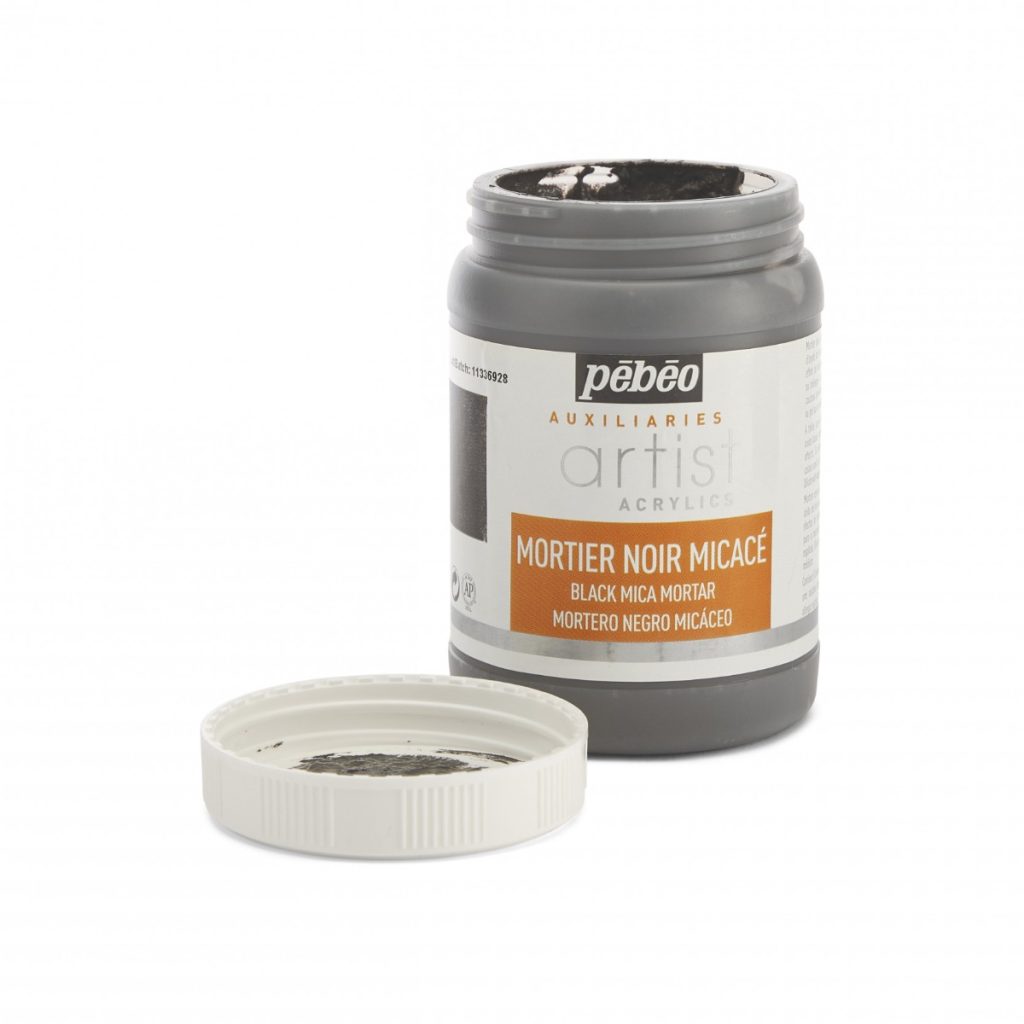 Pébéo ARTIST ACRYLICS 250 ML MORTIER NOIR MICACE Bouchon ouvert