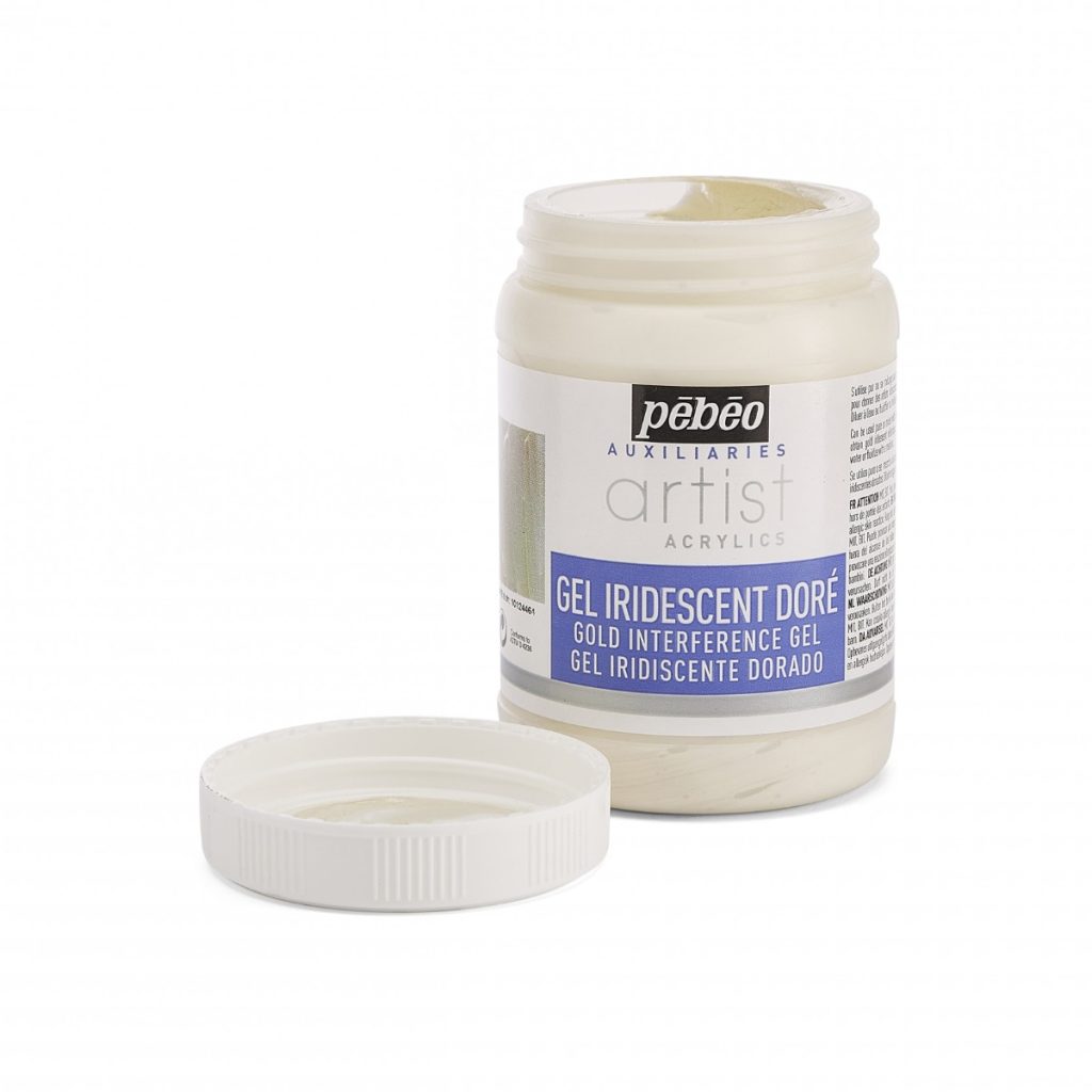 Pébéo ARTIST ACRYLICS 250 ML GEL IRIDESCENT DORE Bouchon ouvert