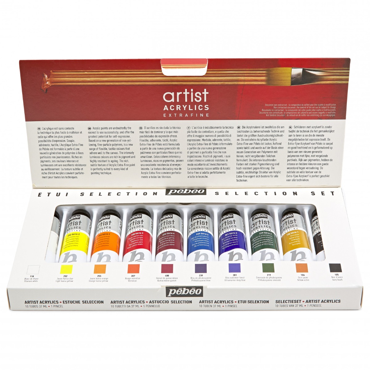 Pébéo Coffret Peinture Acrylique ARTIST ACRYLICS ETUI SELECTION Set Ouvert