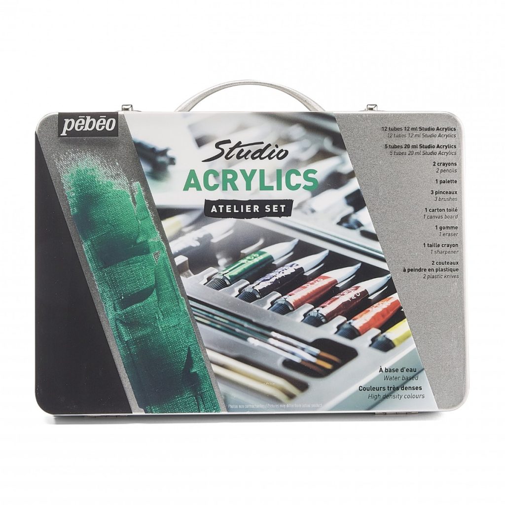 Pébéo STUDIO ACRYLICS COFFRET ATELIER METAL Vue de face