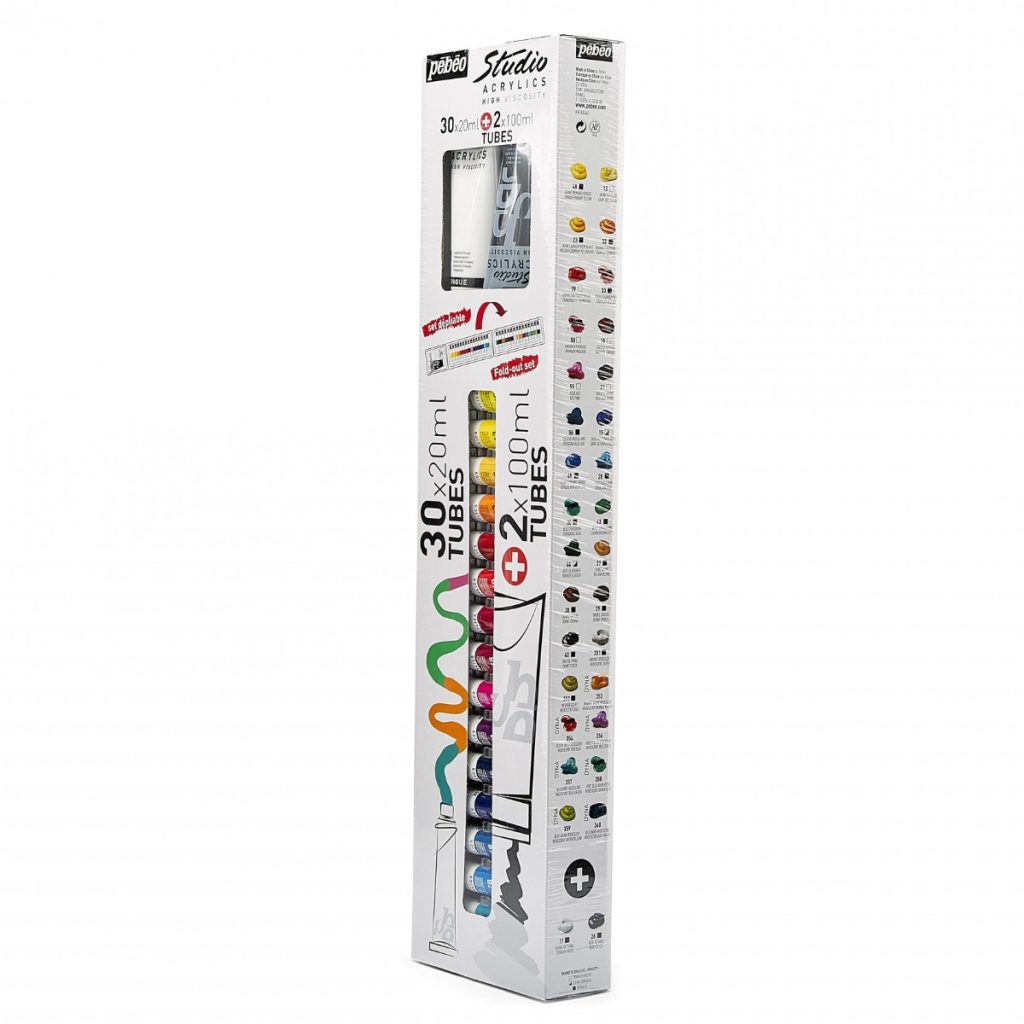 Pébéo ÉTUI 30 TUBES DE 20 ML + 2 TUBES 100 ML ASSORTIS Vue de gauche