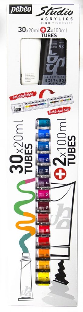 Pébéo ÉTUI 30 TUBES DE 20 ML + 2 TUBES 100 ML ASSORTIS Vue de face