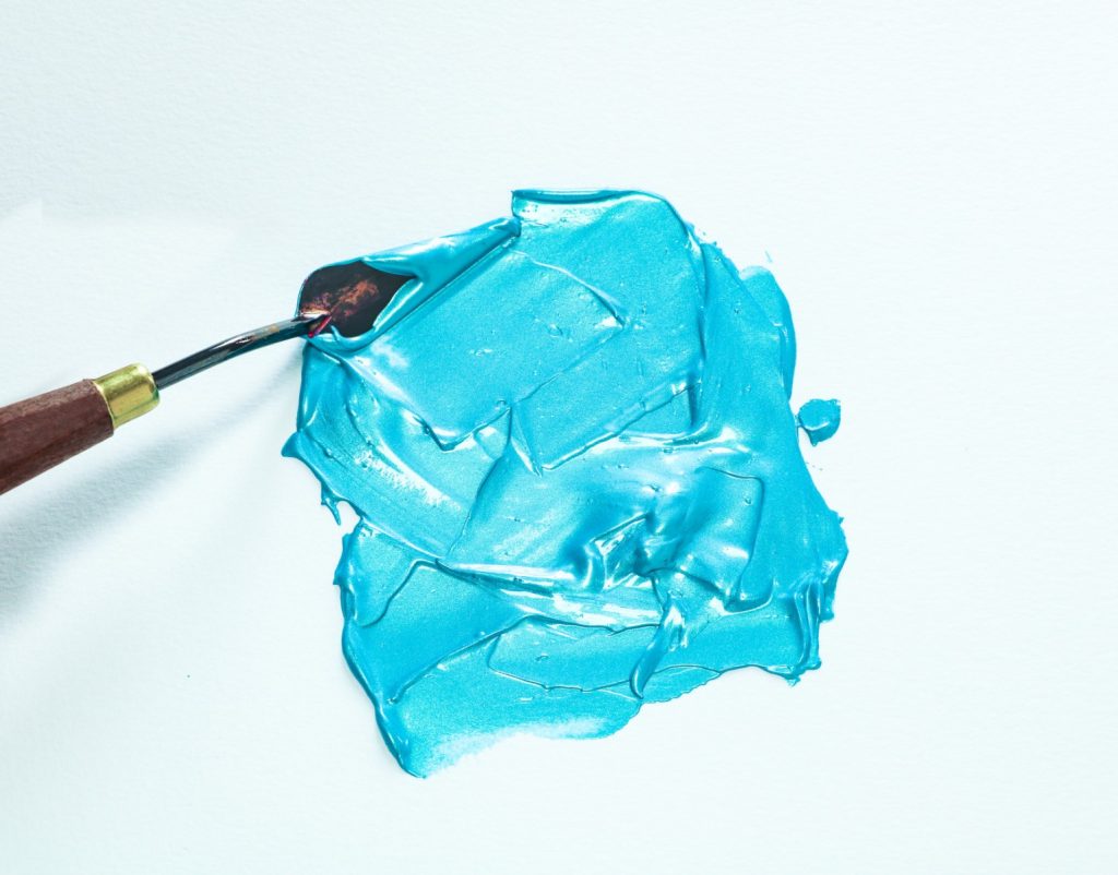 Pébéo ACRYLIQUE FINE STUDIO ACRYLICS 500 ML BLEU VERT IRIDESCENT Photo d'application