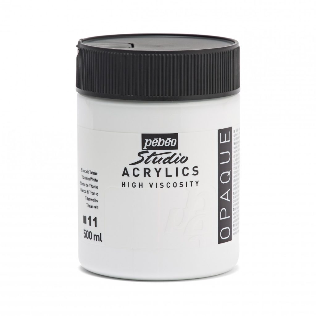 Pébéo ACRYLIQUE FINE STUDIO ACRYLICS 500 ML BLANC DE TITANE Vue de face