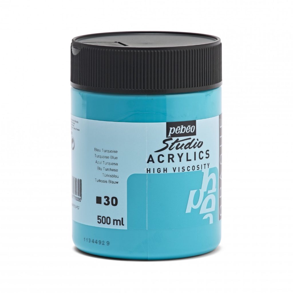 Pébéo ACRYLIQUE FINE STUDIO ACRYLICS 500 ML BLEU TURQUOISE Vue de droite