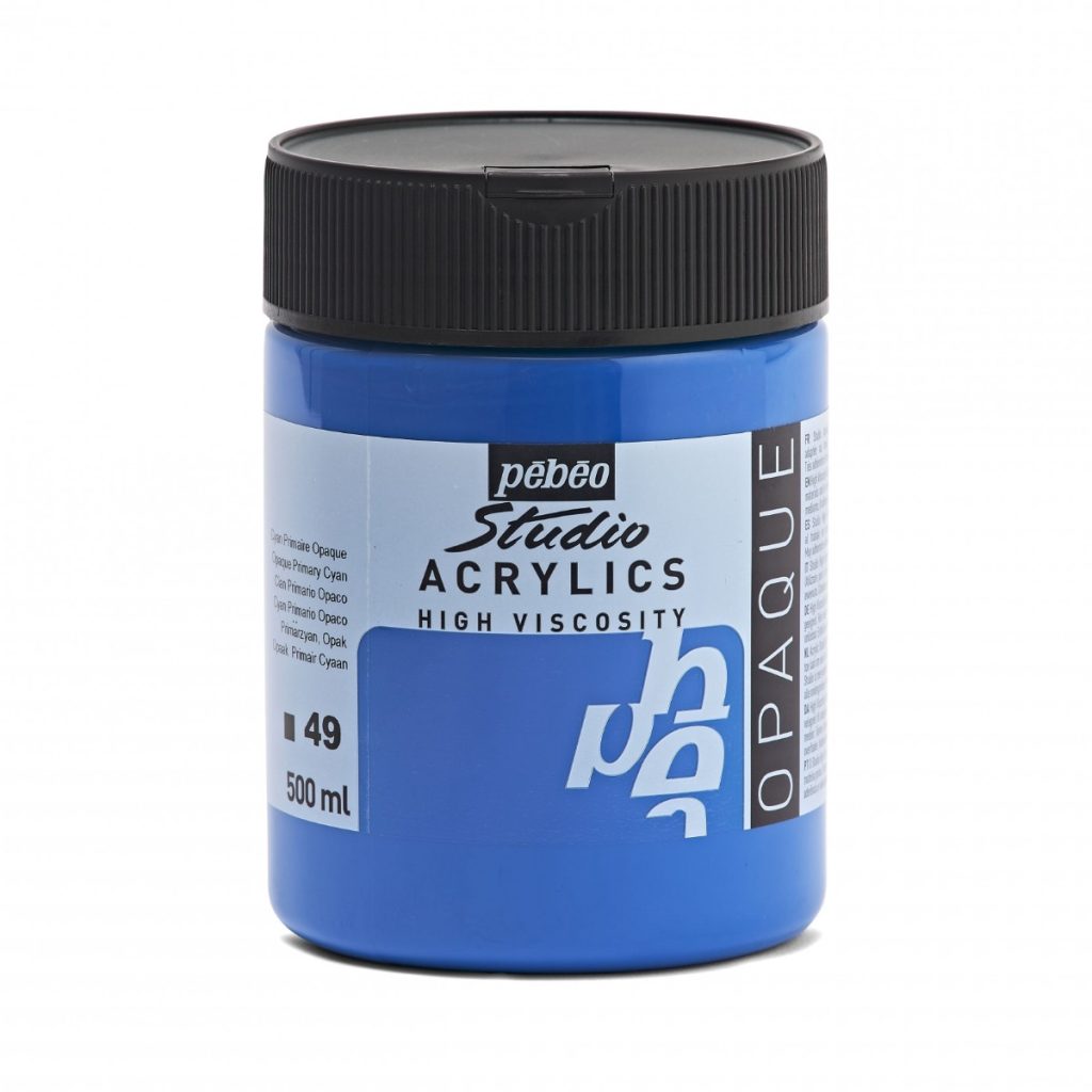 Pébéo ACRYLIQUE FINE STUDIO ACRYLICS 500 ML CYAN PRIMAIRE OPAQUE Vue de face