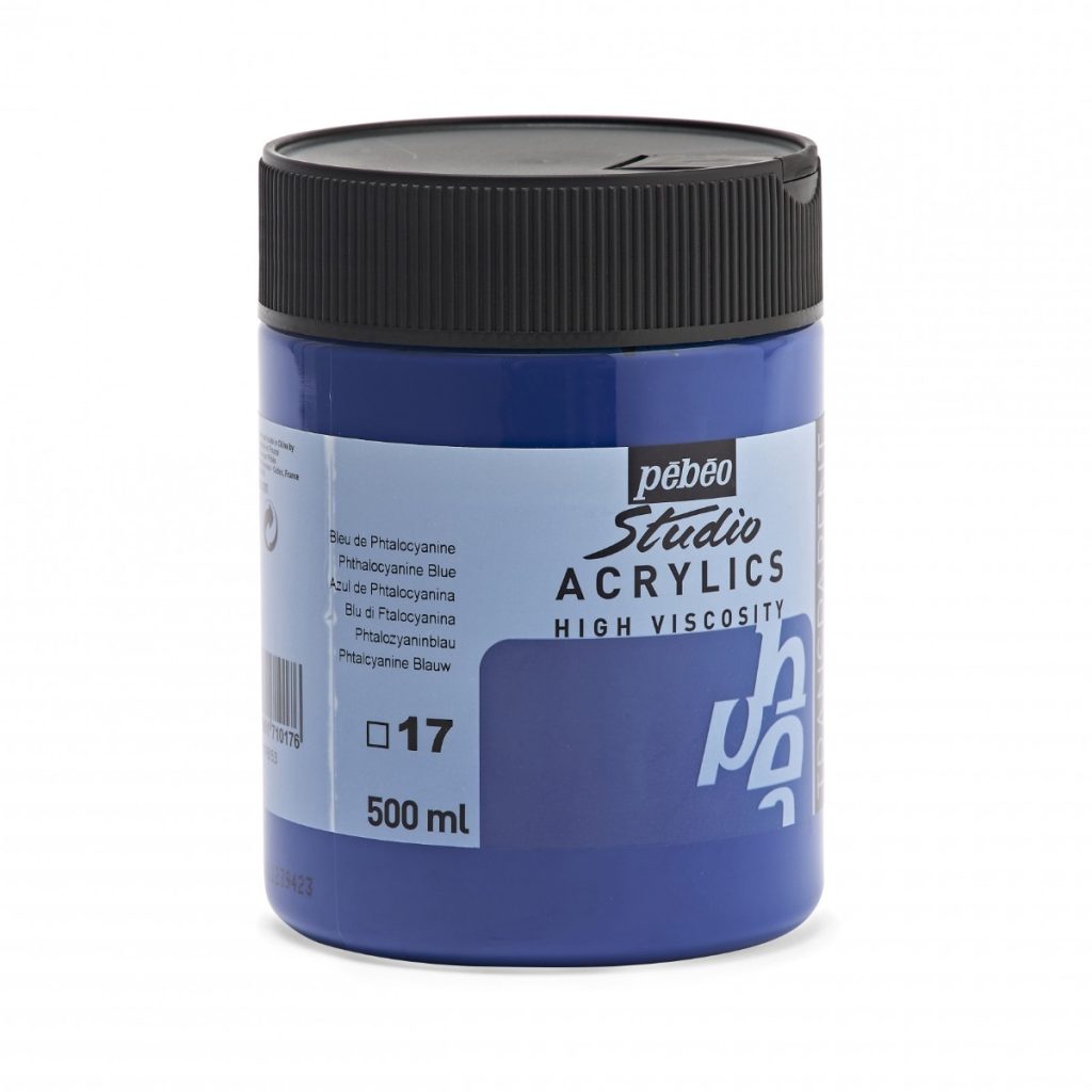 Pébéo ACRYLIQUE FINE STUDIO ACRYLICS 500 ML BLEU PHTALOCYANINE Vue de droite