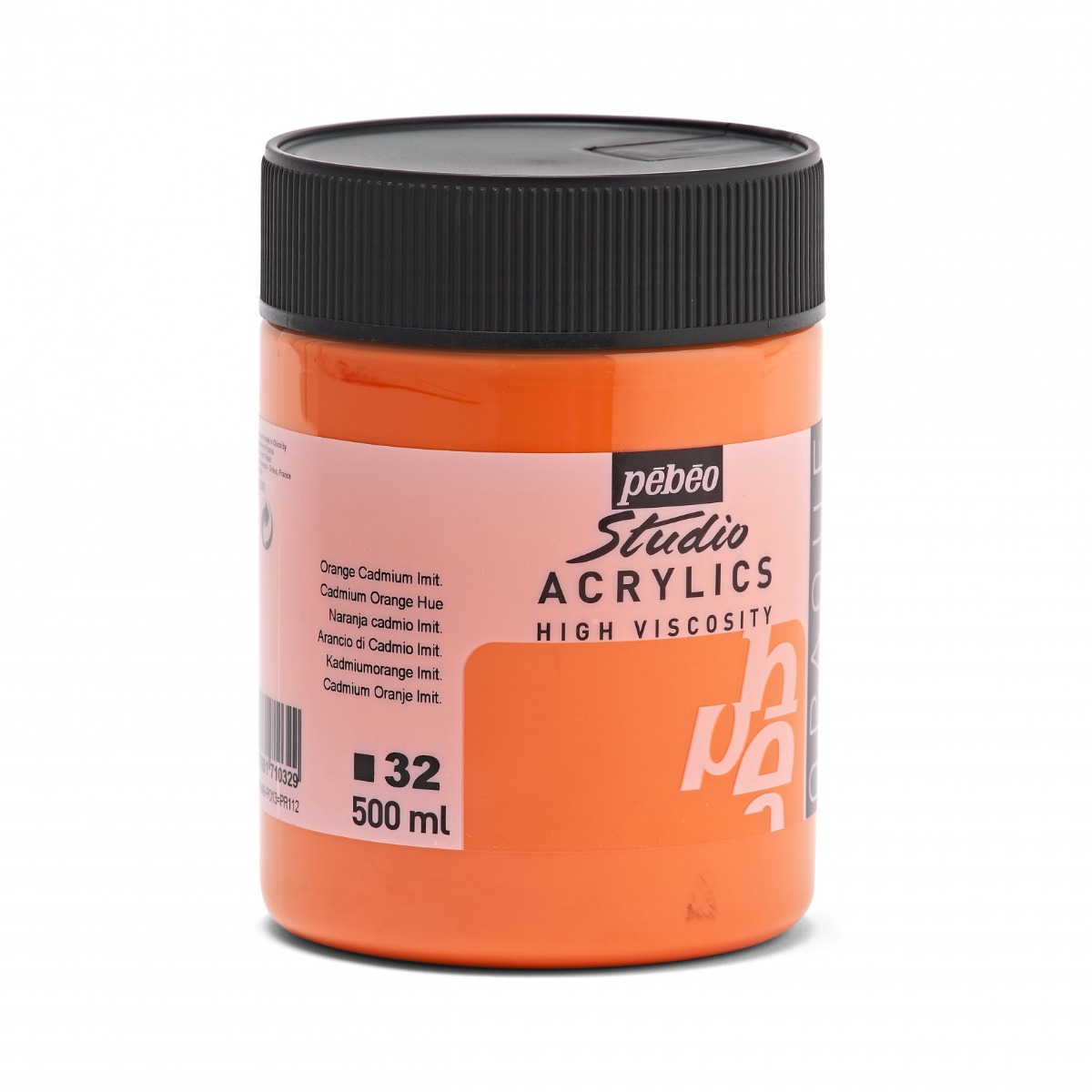 STUDIO ACRYLICS FINE ACRYLIC 500 ML CADMIUM ORANGE HUE – Pébéo