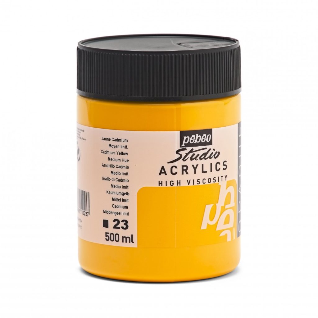 Pébéo ACRYLIQUE FINE STUDIO ACRYLICS 500 ML JAUNE CADMIUM MOYEN IMITATION Vue de droite