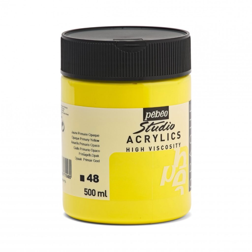 Pébéo ACRYLIQUE FINE STUDIO ACRYLICS 500 ML JAUNE PRIMAIRE OPAQUE Vue de droite