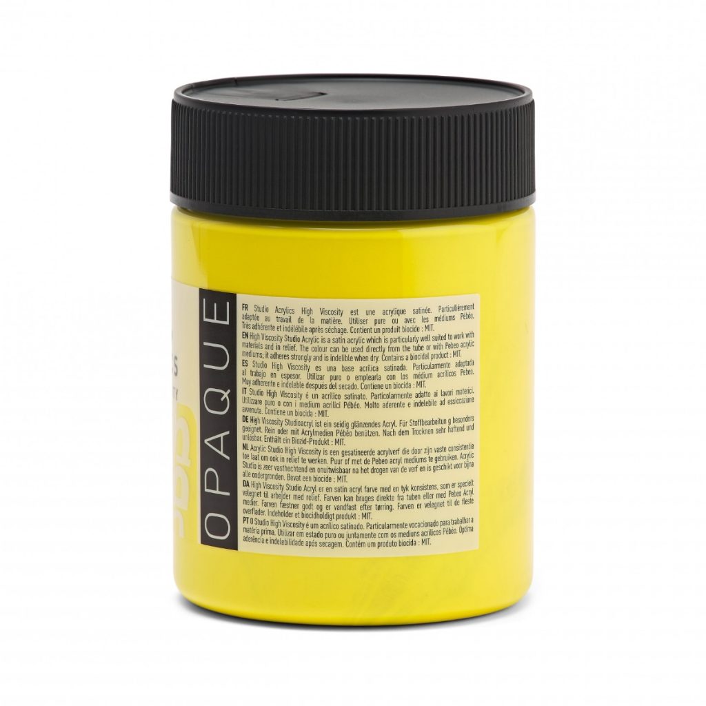 Pébéo ACRYLIQUE FINE STUDIO ACRYLICS 500 ML JAUNE PRIMAIRE OPAQUE Vue de dos