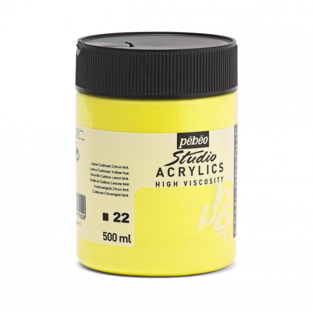 Pébéo ACRYLIQUE FINE STUDIO ACRYLICS 500 ML JAUNE CADMIUM CITRON IMITATION Vue de droite