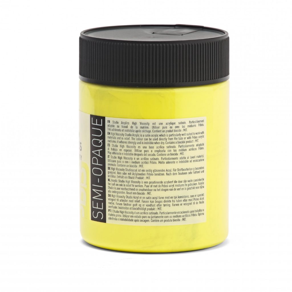 Pébéo ACRYLIQUE FINE STUDIO ACRYLICS 500 ML JAUNE CADMIUM CITRON IMITATION Vue de dos