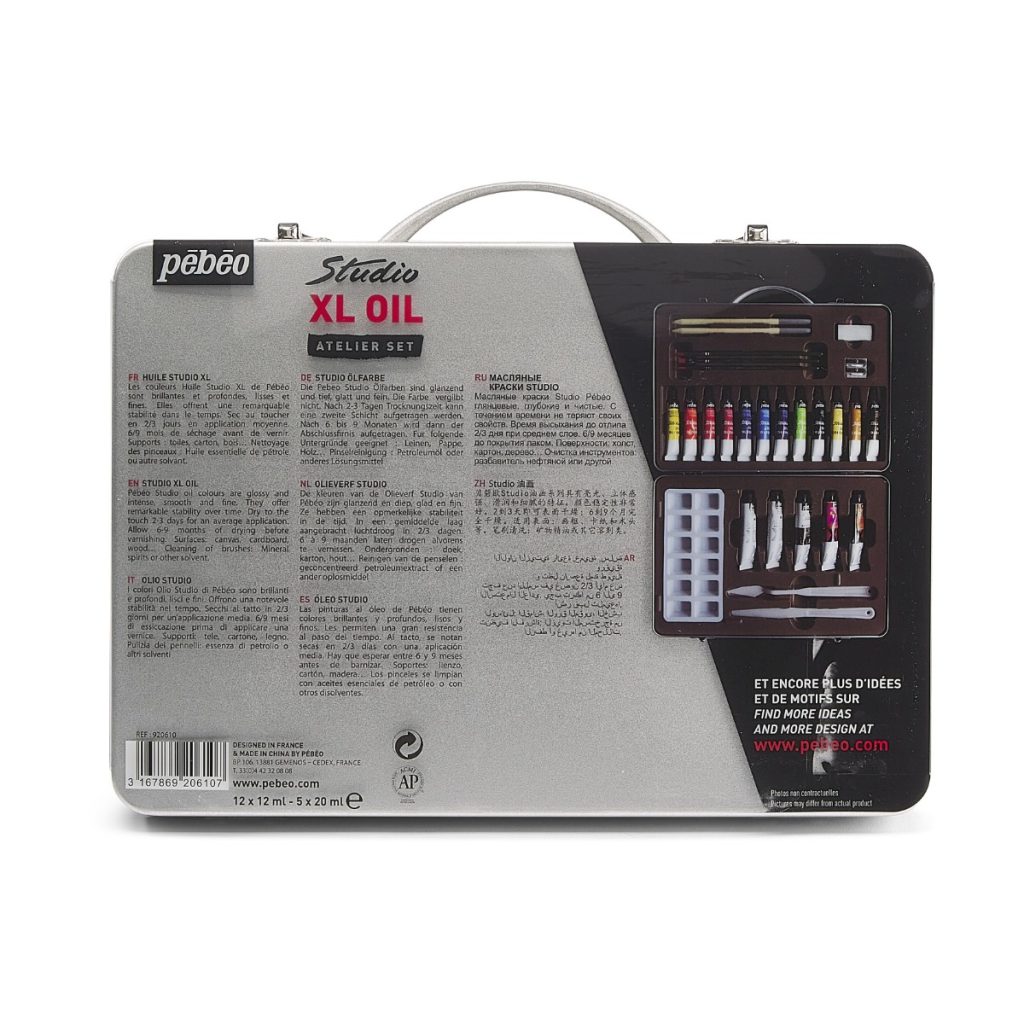Pébéo HUILE FINE XL COFFRET ATELIER METAL Vue de dos